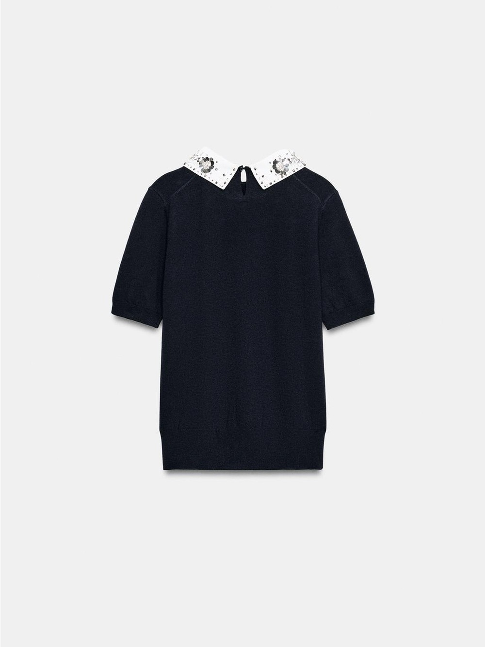 ZARA BNWT JEWELED BEADED KNIT POLO. NAVY BLUE 8851/006/401 - Picture 6 of 8